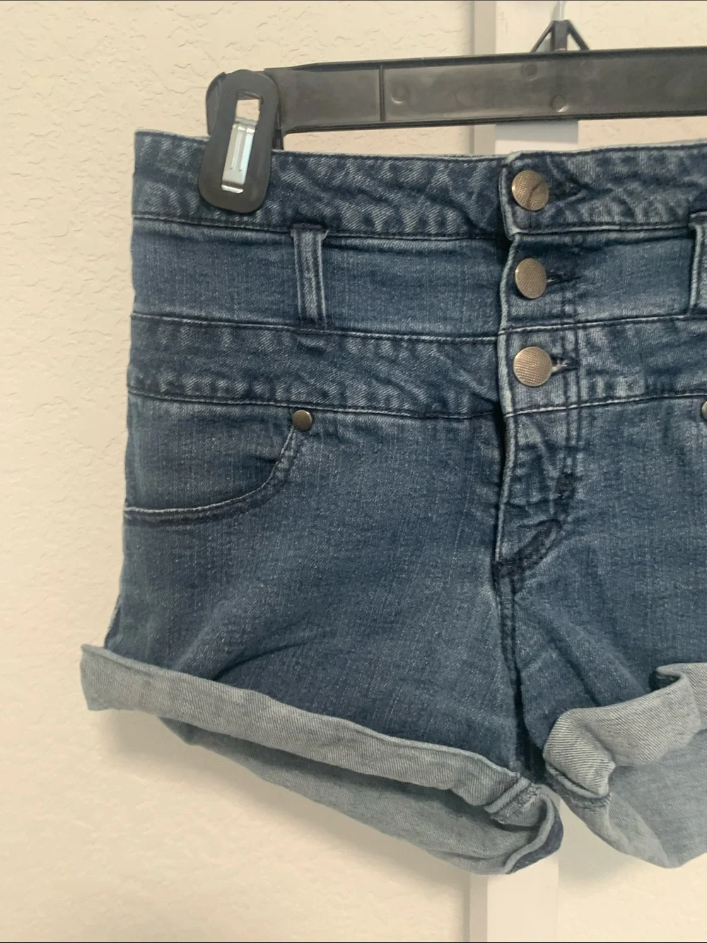 Y2K Mossimo High-Rise Dark Denim Roll-Cuff Shorts